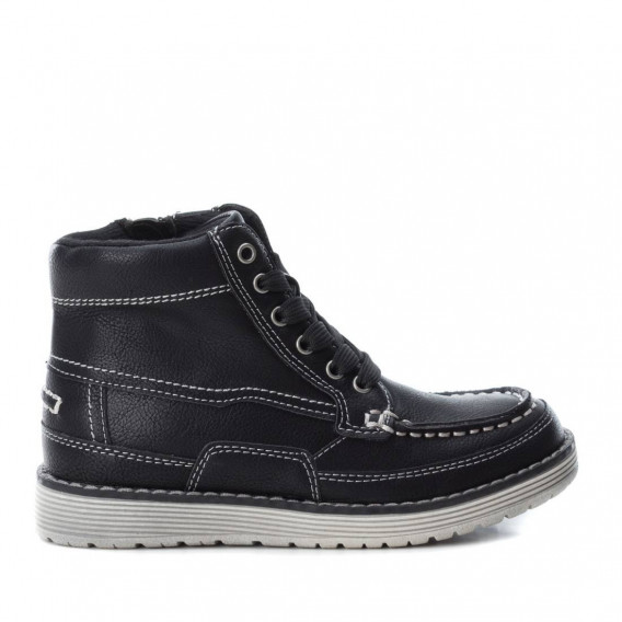 Μαύρες δερμάτινες μπότες για αγόρια με κορδόνια και φερμουάρ XTI 3104 1