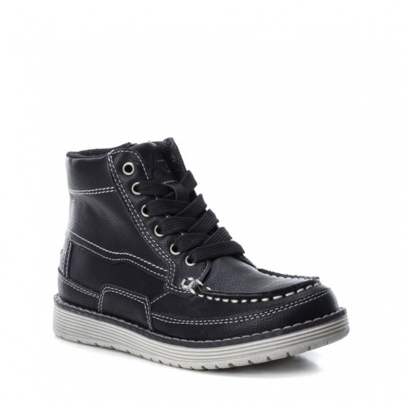 Μαύρες δερμάτινες μπότες για αγόρια με κορδόνια και φερμουάρ XTI 3105 2