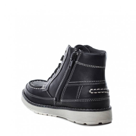 Μαύρες δερμάτινες μπότες για αγόρια με κορδόνια και φερμουάρ XTI 3106 3