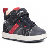 Δερμάτινα sneakers με κόκκινες λεπτομέρειες, σκούρο μπλε Geox 312155 