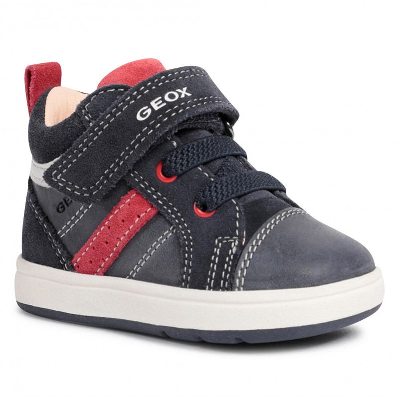 Δερμάτινα sneakers με κόκκινες λεπτομέρειες, σκούρο μπλε  312155