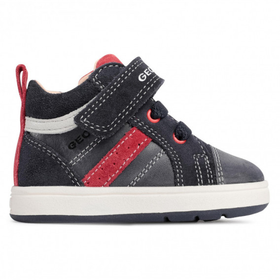 Δερμάτινα sneakers με κόκκινες λεπτομέρειες, σκούρο μπλε Geox 312156 2