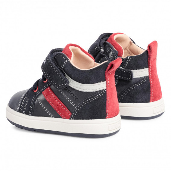 Δερμάτινα sneakers με κόκκινες λεπτομέρειες, σκούρο μπλε Geox 312157 3