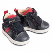 Δερμάτινα sneakers με κόκκινες λεπτομέρειες, σκούρο μπλε Geox 312159 5