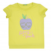 Βαμβακερό μπλουζάκι για μωρό με απλικέ μήλο, πράσινο Benetton 312667 