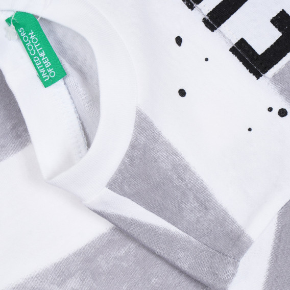 Βαμβακερό μπλουζάκι σε γκρι χρώμα με γράμματα Benetton 312771 3