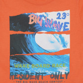 Βαμβακερό μπλουζάκι σε πορτοκαλί χρώμα με στάμπα κύμα Benetton 312802 2