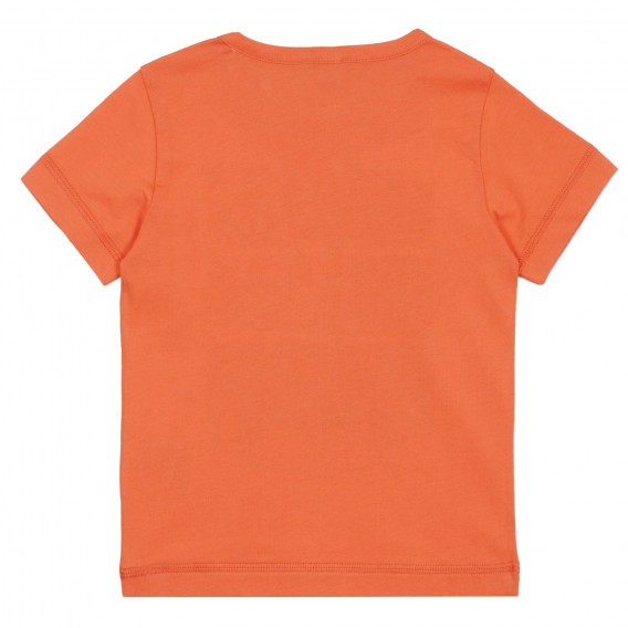 Βαμβακερό μπλουζάκι σε πορτοκαλί χρώμα με στάμπα κύμα Benetton 312804 4