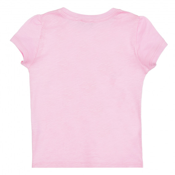 Βαμβακερό μπλουζάκι σε ροζ χρώμα με καλοκαιρινή στάμπα Benetton 312844 4