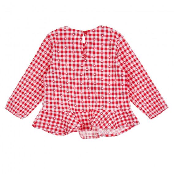 Όμορφη καρό βρεφική μπλούζα με καρδιές, κόκκινη Benetton 313487 4