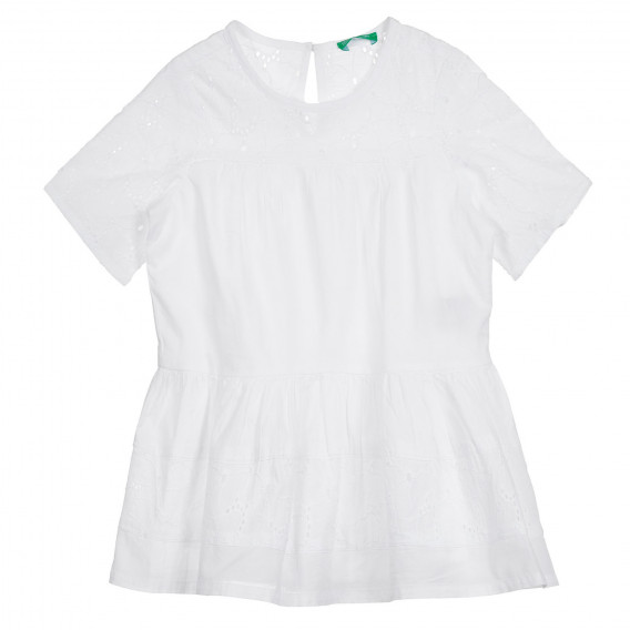 Τουνίκ βαμβακερή σε λευκό χρώμα με όμορφη δαντέλα Benetton 313592 