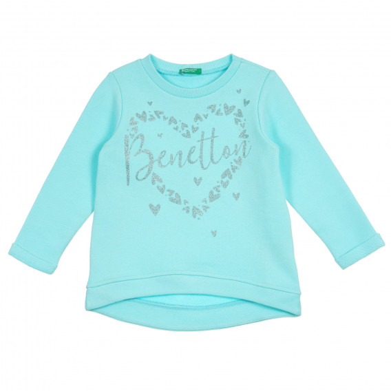 Βαμβακερό φούτερ σε χρώμα μέντας, με γράμματα μπροκάρ, για μωρό Benetton 313647 