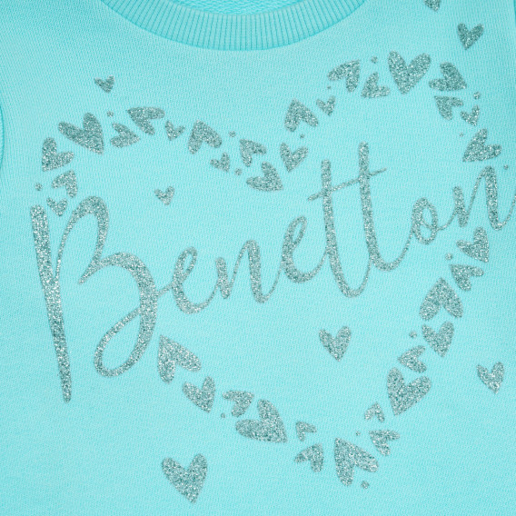 Βαμβακερό φούτερ σε χρώμα μέντας, με γράμματα μπροκάρ, για μωρό Benetton 313648 2