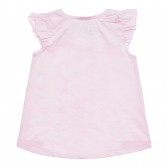 Ροζ βαμβακερό μπλουζάκι με στάμπα γατούλας, για μωρό Benetton 313850 4