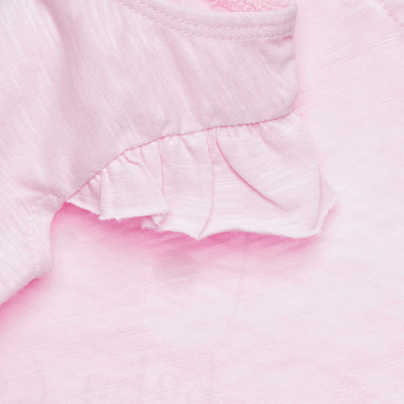 Ροζ βαμβακερό μπλουζάκι με στάμπα γατούλας, για μωρό Benetton 313851 2