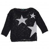 Μαύρο πουλόβερ με στάμπες αστεριών Benetton 314382 