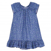 Βαμβακερό βρεφικό φόρεμα σε μπλε χρώμα με κοντά μανίκια και φλοράλ στάμπα Benetton 314726 