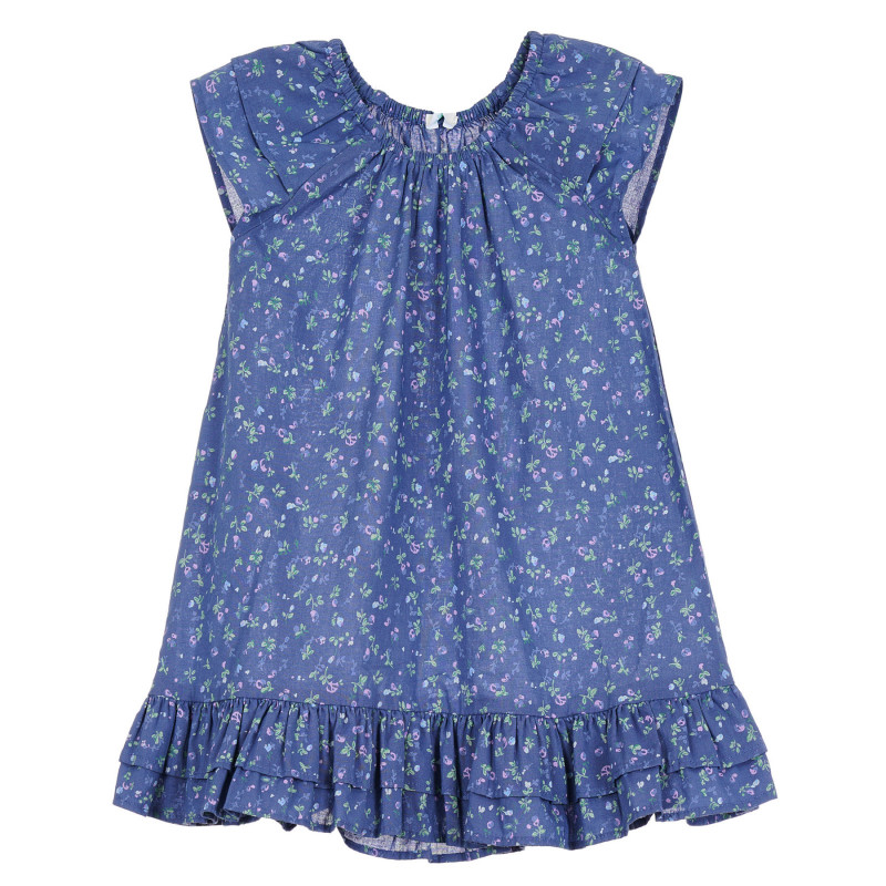 Βαμβακερό βρεφικό φόρεμα σε μπλε χρώμα με κοντά μανίκια και φλοράλ στάμπα  314726