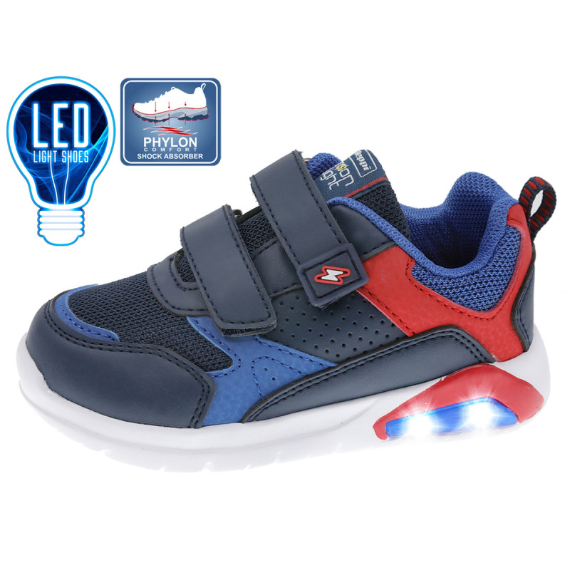 Φωτεινά αθλητικά παπούτσια με μπλε και κόκκινες λεπτομέρειες, μπλε  315479