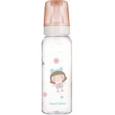Γυάλινο μπουκάλι με πιπίλα για κοριτσάκια 1+ ετών, 240 ml.  Canpol 316836 