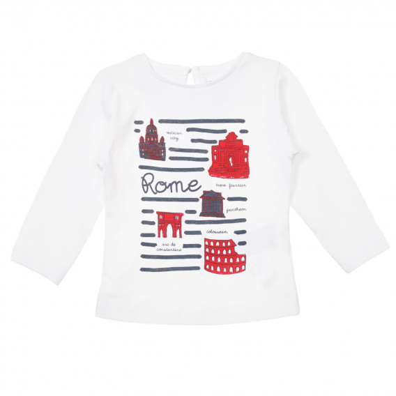 Λευκή βαμβακερή μπλούζα με επιγραφή Rome, για μωρό ZY 317033 