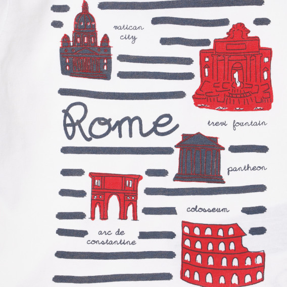 Λευκή βαμβακερή μπλούζα με επιγραφή Rome, για μωρό ZY 317034 2