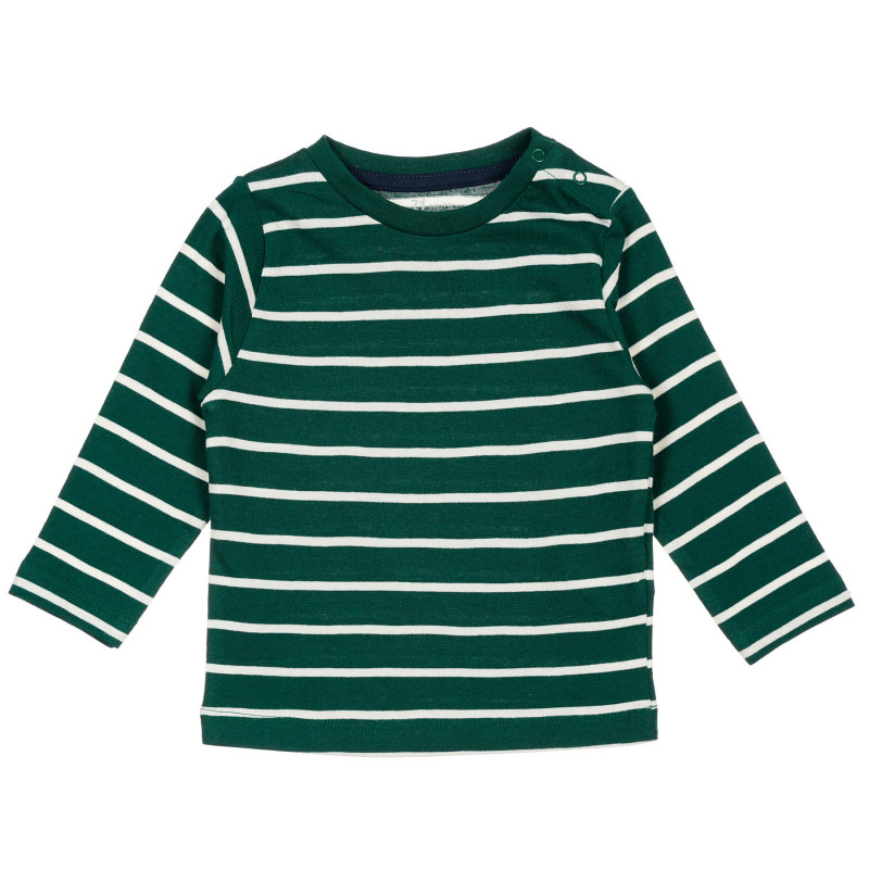 Βαμβακερή μακρυμάνικη μπλούζα με πράσινες και λευκές ρίγες, για μωρό  317097