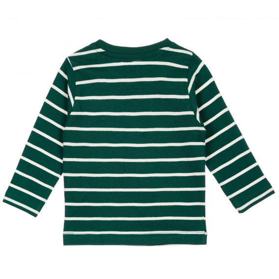 Βαμβακερή μακρυμάνικη μπλούζα με πράσινες και λευκές ρίγες, για μωρό ZY 317099 3