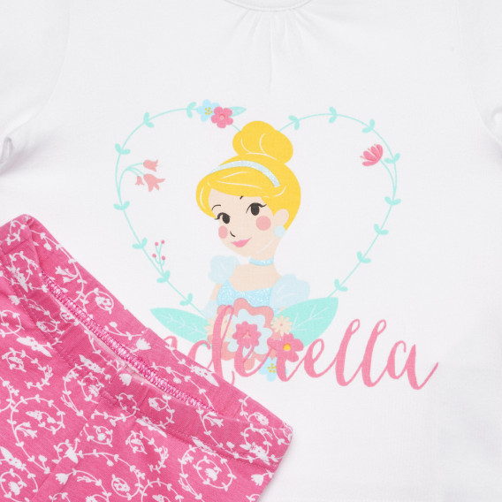 Πολύχρωμο σετ μπλουζάκι και κολάν με στάμπα Cinderella, για μωρό ZY 317427 4