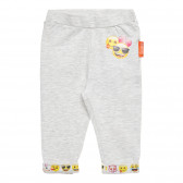 Βαμβακερό παντελόνι σε γκρι χρώμα με στάμπα Emoticon, για μωρό ZY 317782 