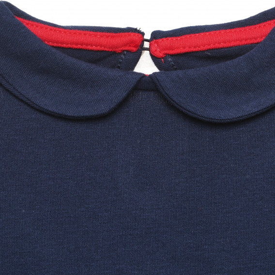 Βαμβακερή μπλούζα με γιακά, σε μπλε ναυτικό ZY 317821 6