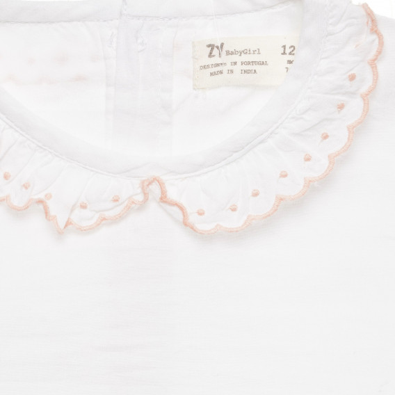 Λευκό βρεφικό βαμβακερό πουκάμισο με κέντημα ZY 317829 2