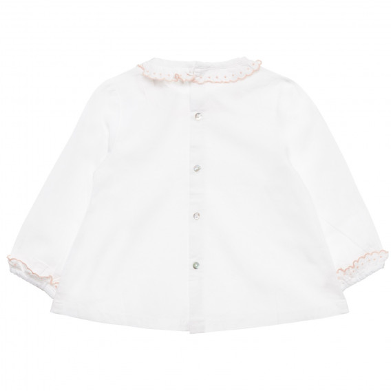 Λευκό βρεφικό βαμβακερό πουκάμισο με κέντημα ZY 317831 4