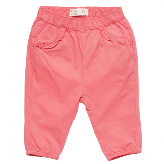 Παντελόνι με βολάν και διακοσμητικές τσέπες για μωρό, ροζ ZY 317850 