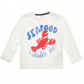 Λευκή βαμβακερή μπλούζα με επιγραφή Seafood, για μωρό ZY 317864 