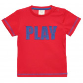 Κόκκινο βαμβακερό μπλουζάκι με μπλε λεπτομέρειες, για μωρό ZY 317917 
