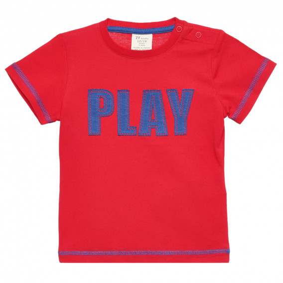 Κόκκινο βαμβακερό μπλουζάκι με μπλε λεπτομέρειες, για μωρό ZY 317917 