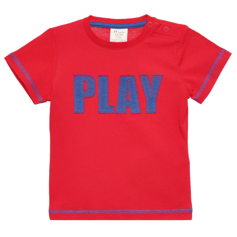 Κόκκινο βαμβακερό μπλουζάκι με μπλε λεπτομέρειες, για μωρό  317917