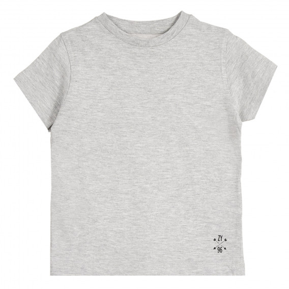 Βαμβακερό μπλουζάκι με λιτό σχέδιο, γκρι ZY 318006 