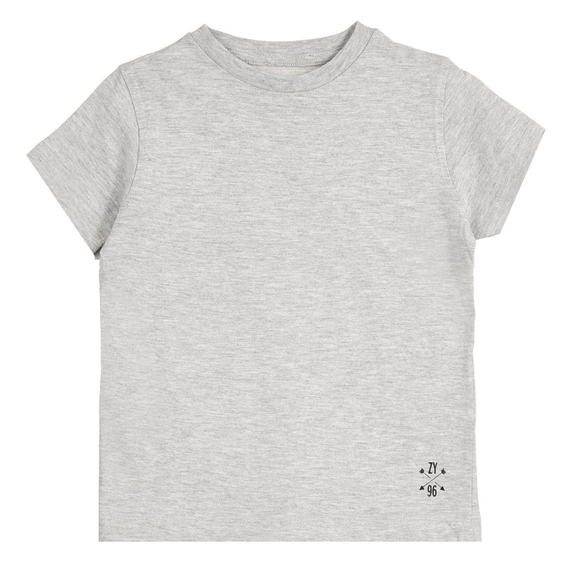 Βαμβακερό μπλουζάκι με λιτό σχέδιο, γκρι  318006