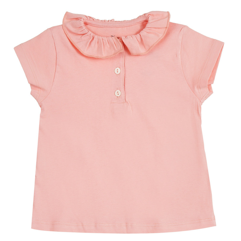 Βαμβακερή μπλούζα σε ανοιχτό ροζ χρώμα, με βολάν  318057