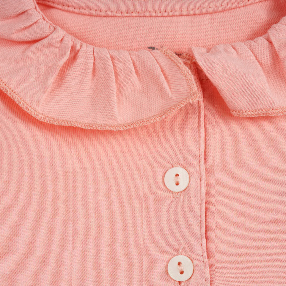 Βαμβακερή μπλούζα σε ανοιχτό ροζ χρώμα, με βολάν ZY 318058 2