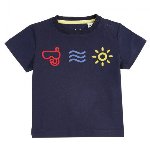 Μπλε ναυτικό μπλουζάκι με καλοκαιρινή στάμπα, για μωρό ZY 318098 