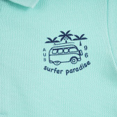 Βαμβακερό μπλουζάκι με στάμπα «Surfer paradise» και γιακά, για μωρό ZY 318114 2