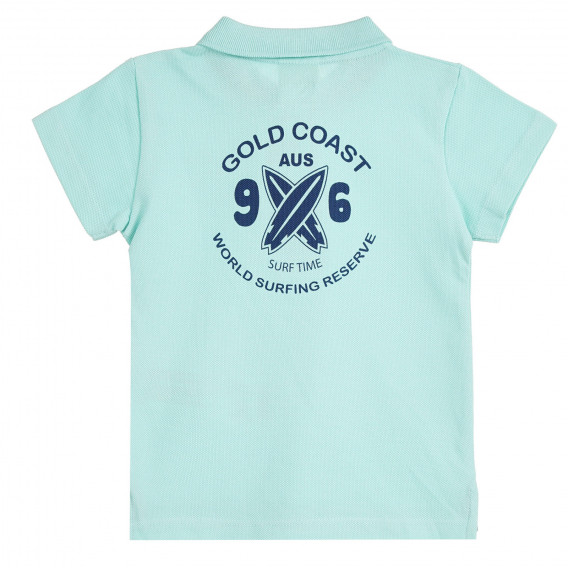 Βαμβακερό μπλουζάκι με στάμπα «Surfer paradise» και γιακά, για μωρό ZY 318116 4