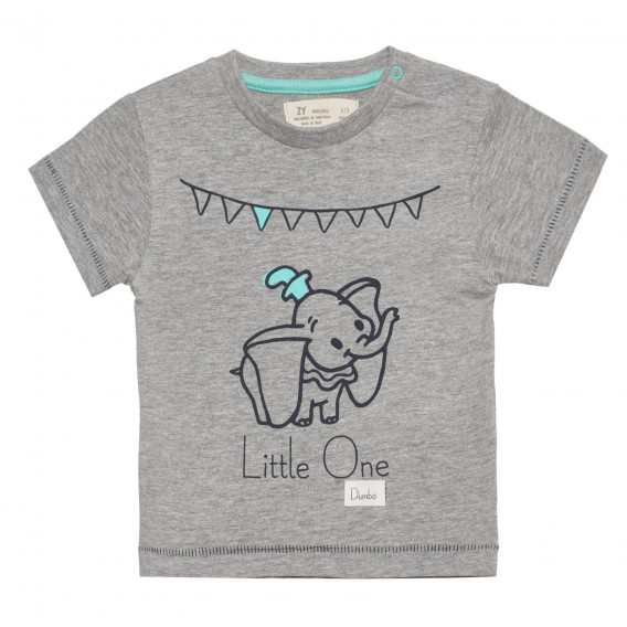 Βαμβακερό γκρι μπλουζάκι με στάμπα Dumbo, για μωρό ZY 318184 
