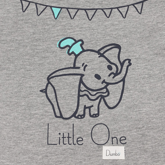 Βαμβακερό γκρι μπλουζάκι με στάμπα Dumbo, για μωρό ZY 318185 2
