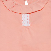 Βαμβακερό μπλουζάκι σε ροζ χρώμα με βολάν και δαντελένιες λεπτομέρειες, για μωρό ZY 318318 2