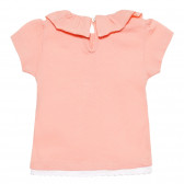 Βαμβακερό μπλουζάκι σε ροζ χρώμα με βολάν και δαντελένιες λεπτομέρειες, για μωρό ZY 318320 4