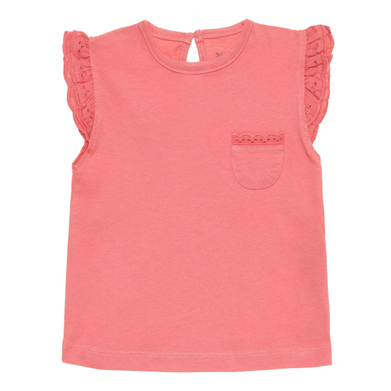 Βαμβακερό μπλουζάκι σε ροζ χρώμα με δαντέλα, για κοριτσάκι  318321